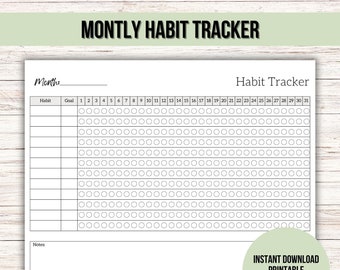 Monatlicher Habit Tracker zum Ausdrucken: Ziele setzen (PDF)