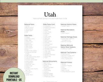 Utah Nationalpark Checkliste: State Parks & Monuments (PDF)