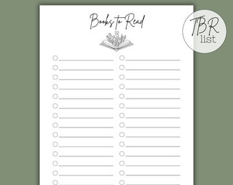 TBR Liste | Lektüre Wunschliste | Bücher zum Lesen | Lese-Tracker | Sofortdownload | PDF | US Letter & A4 | Digitale Datei