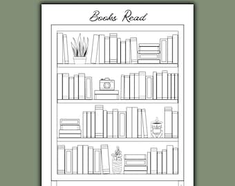 Bücherregal Lesetagebuch: Tracker Printable (Digitaler Download)
