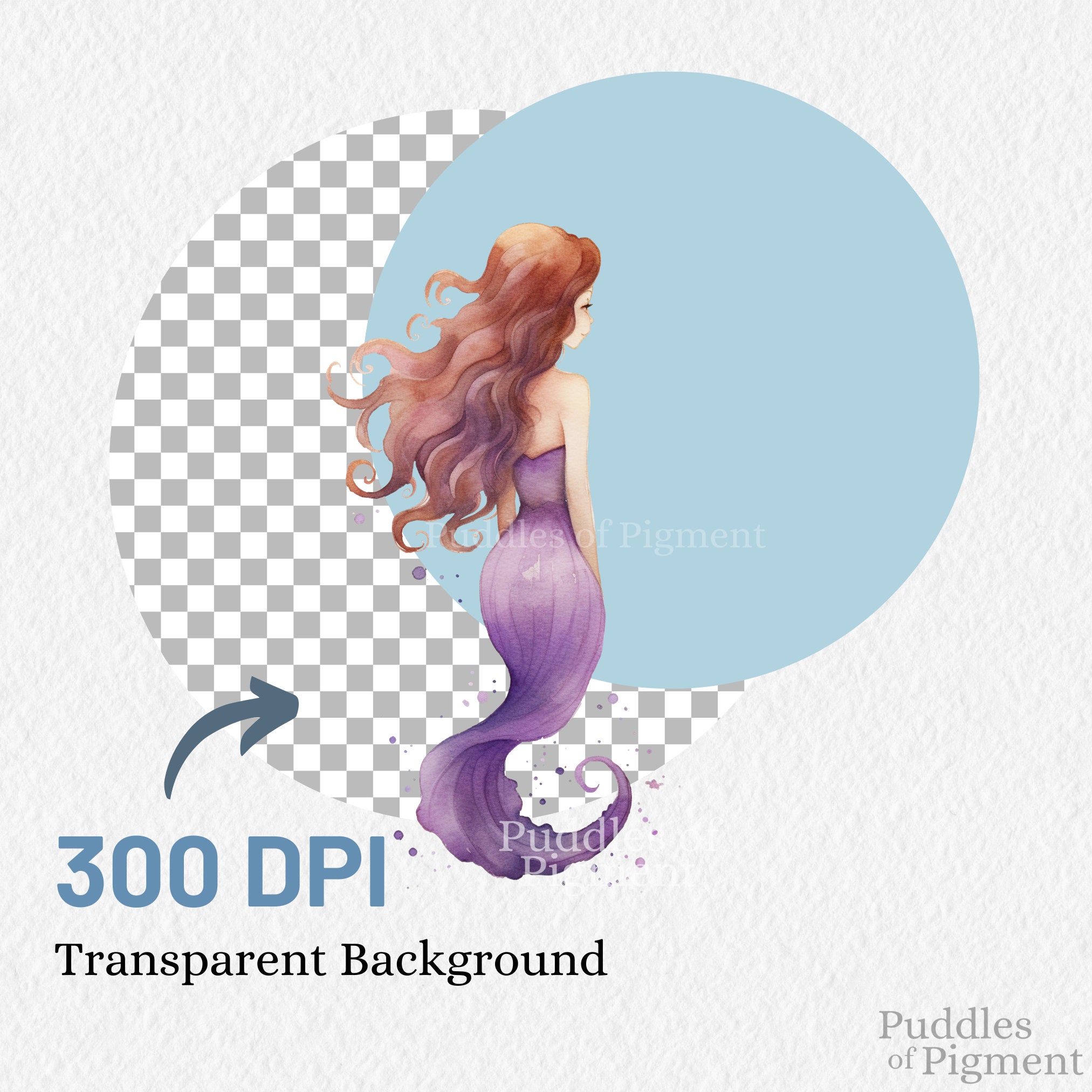 Watercolor Mermaid Clipart Bundle, Little Mermaid Black Mermaids PNG ...