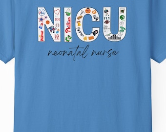 Camiseta de enfermeira da UTI Neonatal dos times esportivos da Filadélfia