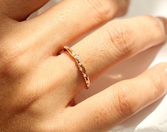 18k Vergoldeter Zirkonia-Ring: Sterlingsilber-Minimalisten-Stacking-Ring
