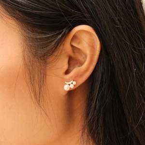 14k Gold Plated Pearl Stud Earrings: Sterling Silver Freshwater Pearl Jewelry