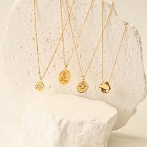 Minimalist 925 Sterling Silver Necklace: 14k Gold Plated Abstract Pendant