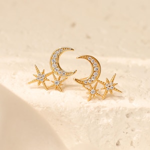 Örhängen i guld med stjärnform: Celestial Jewelry i sterlingsilver