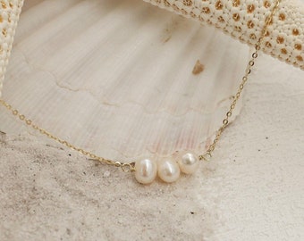 Dainty Multiple Real Small Pearl Necklace, Tiny Pearl Choker Gift for Her, Daily Pearl Jewelry, Bridesmaid Jewelry Gift, Wedding Necklace