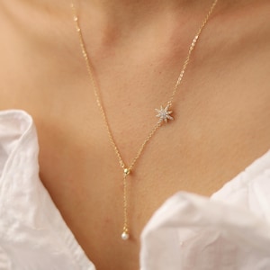 Sterling Silver Star Lariat Necklace: Celestial Y-Necklace