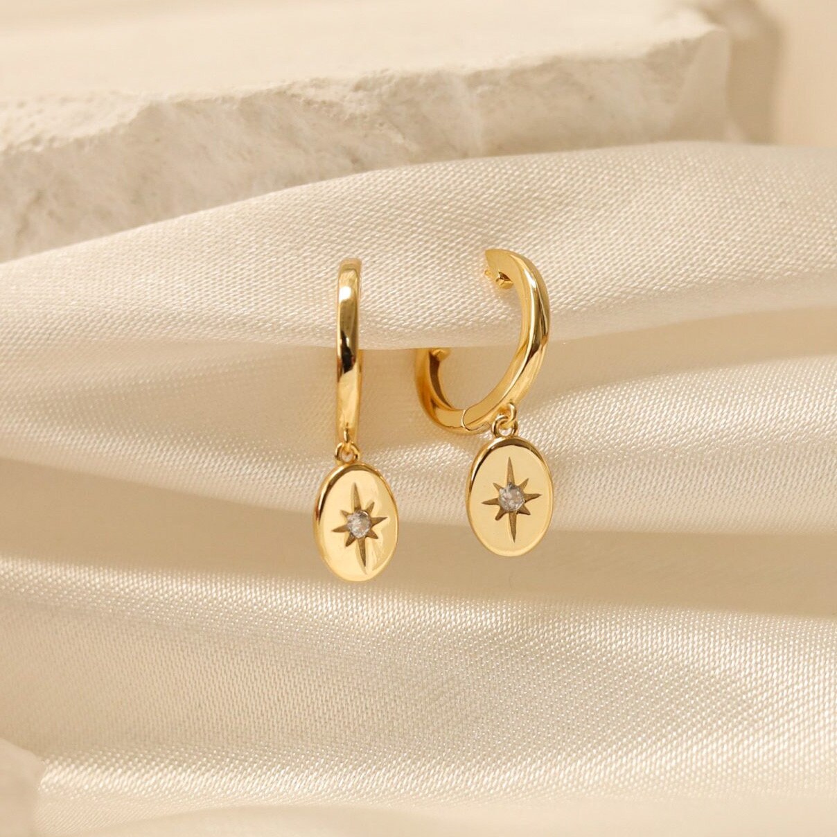 Gold Huggie Hoop Earrings Stack Set, Cz Tiny Hoops Gift Set