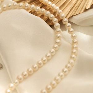 6mm Natural White Round Pearl Necklace, Freshwater Round Pearl Necklace for Women, Classic Wedding Necklace, Pearl Jewelry Gift for Her