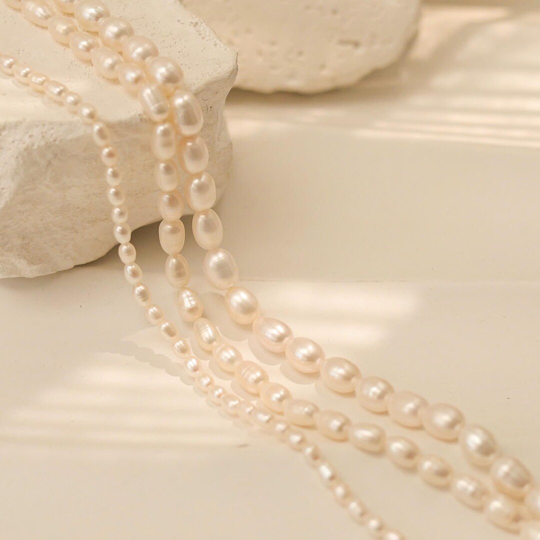 Dainty Freshwater Pearl Choker Necklace - 925 Sterling Silver, Genuine 5-6mm Pearl, Adjustable 18 Inch - View #3