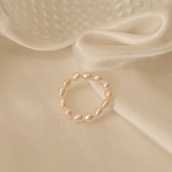 Anello con vera perla d'acqua dolce, anello con mini perla