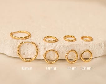 Dainty Sterling Silver Huggie Hoop Earrings: 14K Gold Plated