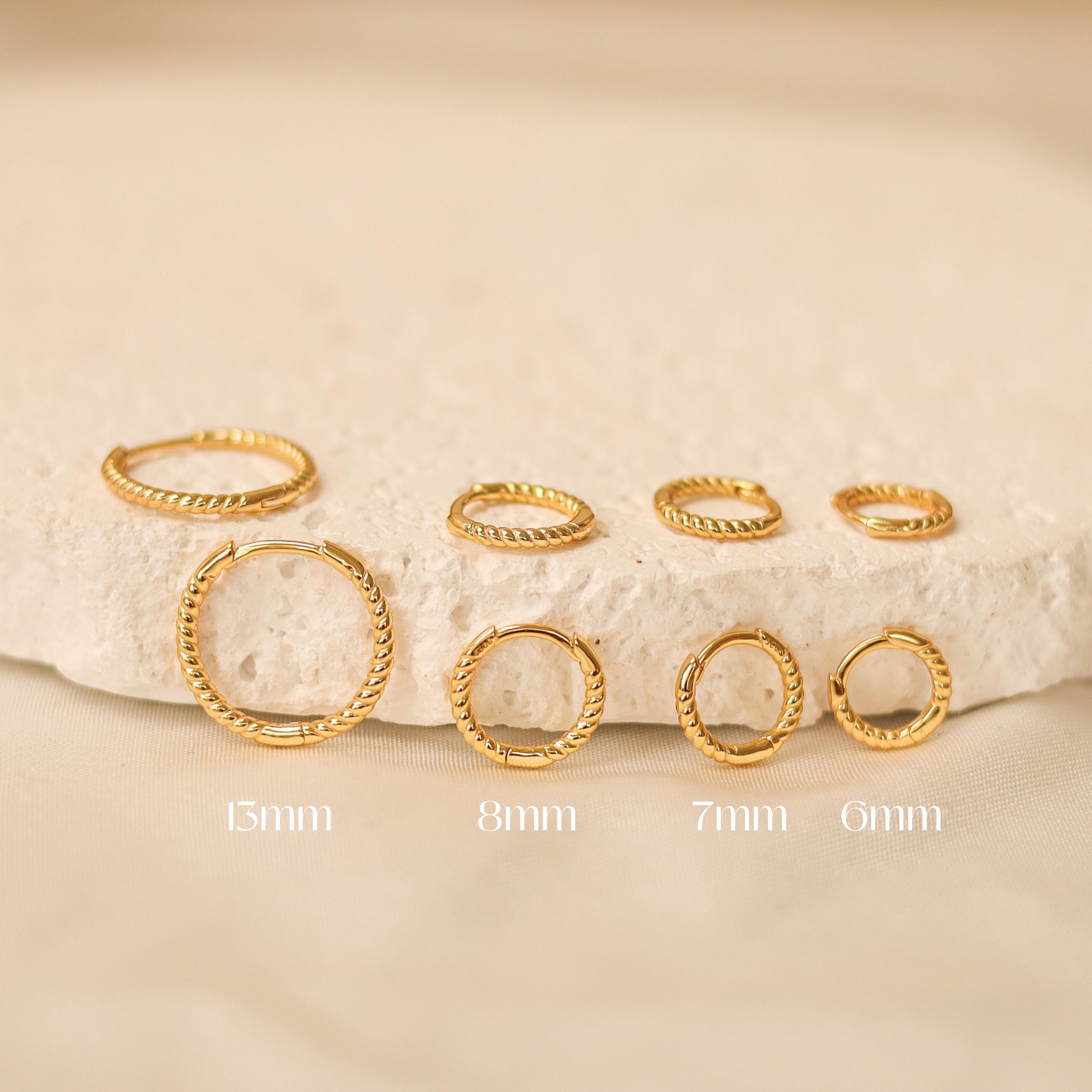 Dainty Sterling Silver Huggie Hoop Earrings: 14K Gold Plated