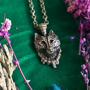 Wolf Head Pendant available in Bronze and Silver Colors— Hand Assembled