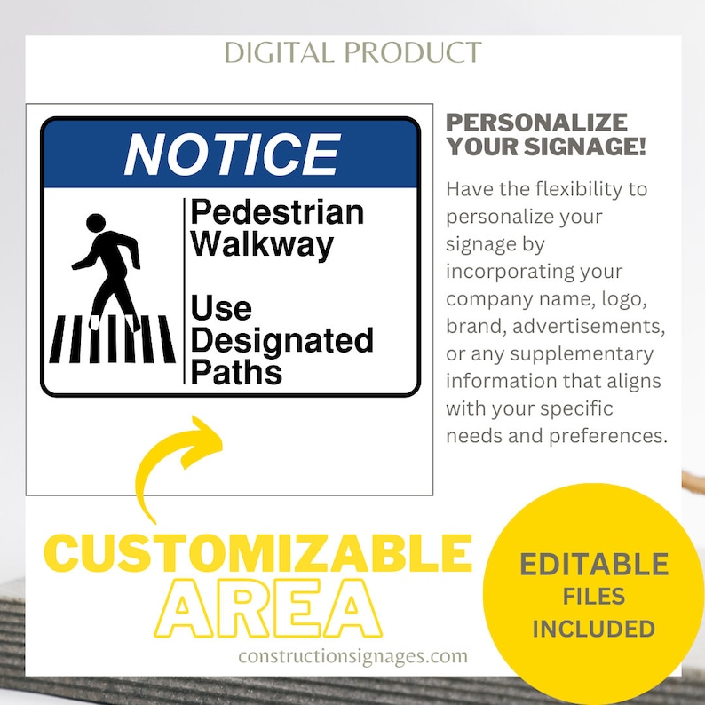 Pedestrian Walkway, Printable Safety Signage, Digital Download - Etsy ...