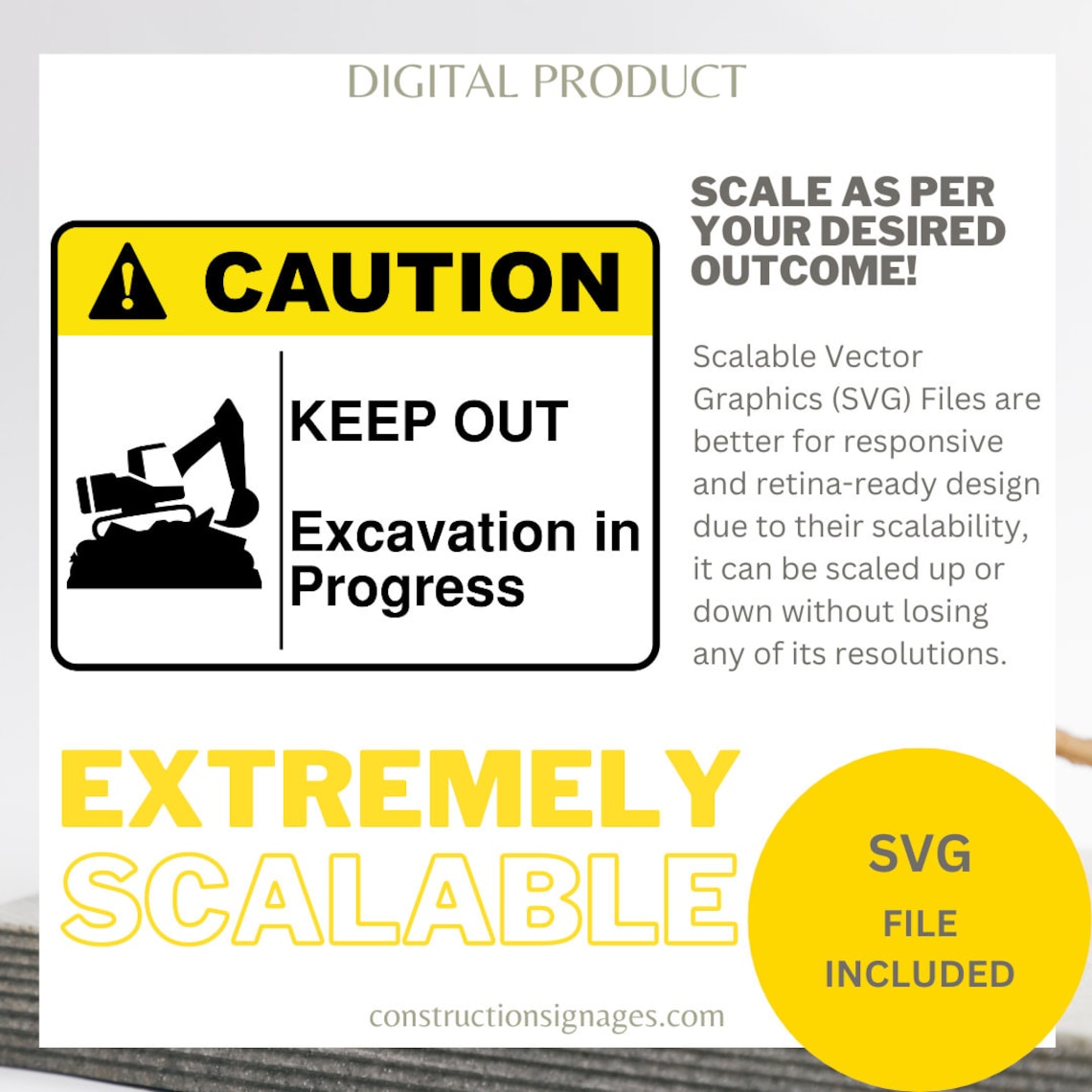 Keep Out, Excavation in Progress, Printable Safety Signage, Digital ...