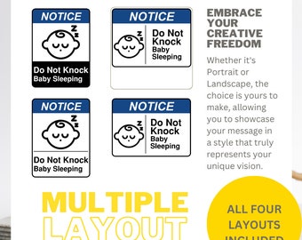 Do Not Knock Baby Sleeping Sign, Printable Safety Poster (Digital Download)