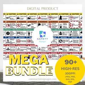 Safety Signs Bundle, Printable Safety Signs, Cricut Safety Sign, Safety Poster Digital, Digital Download