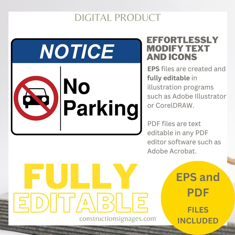 No Parking, Printable Sign, Editable Sign, Parking Sign, Notice Sign, Safety Poster, Household ...