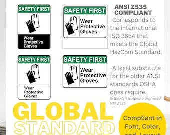 Tragen Sie Schutzhandschuhe, druckbare Sicherheitsschilder, digitaler Download