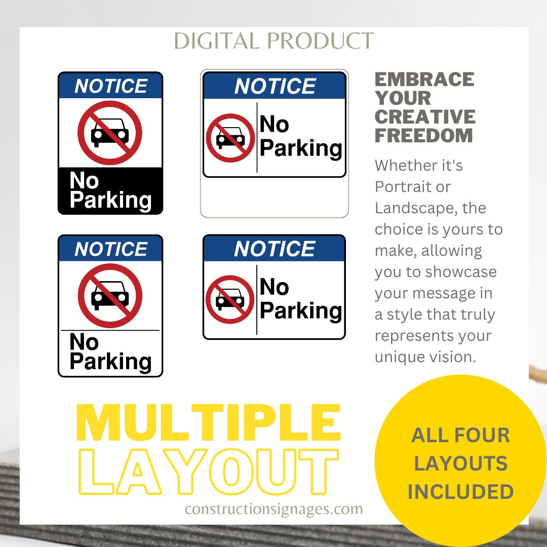 No Parking, Printable Sign, Editable Sign, Parking Sign, Notice Sign, Safety Poster, Household ...