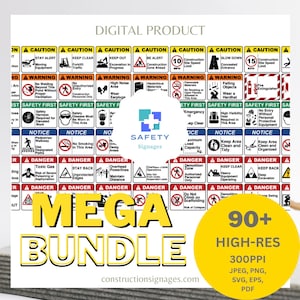 Safety Signages Bundle, Printable Safety Signage, Warning Sign Safety, Cricut Safety Sign, Safety Poster Digital, Health and Safety
