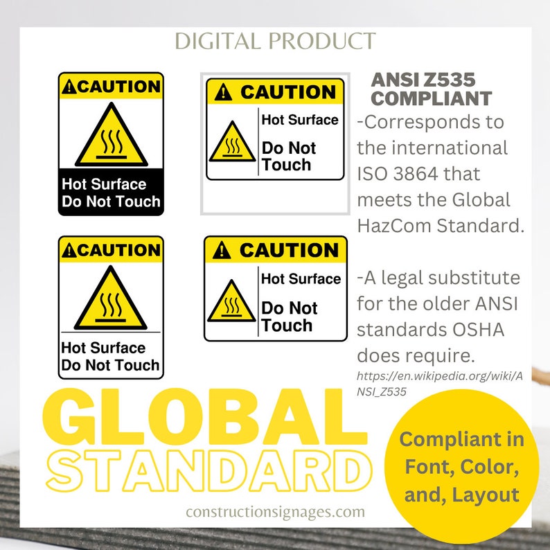 Sss Sample Signages Hot Surface, Do Not Touch, Printable Safety Signages, Digital Download ...