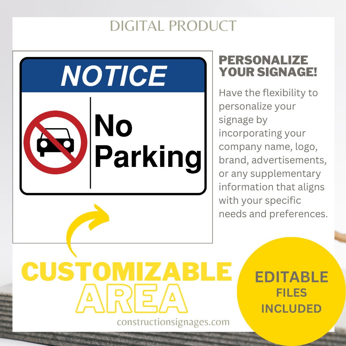 No Parking, Printable Sign, Editable Sign, Parking Sign, Notice Sign, Safety Poster, Household ...