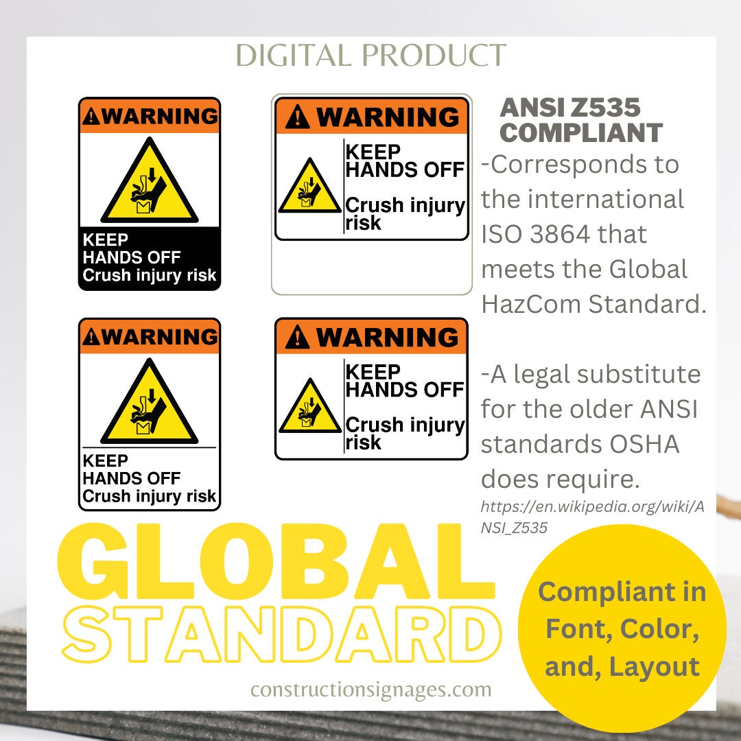 Keep Hands Off, Crush Injury Risk, Safty Signs, Printable Safety Sign ...