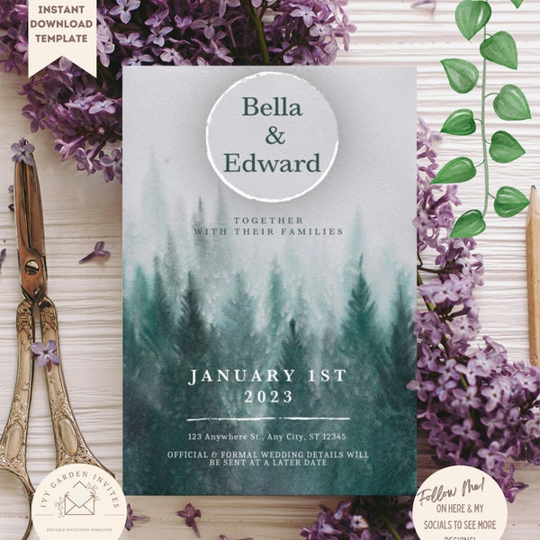 Mystical Romance: Enchanting Digital Invitation, Instant Digital Download; Rustic Woodsy Wedding; Immortal Vampire Love; Enchanted Forest