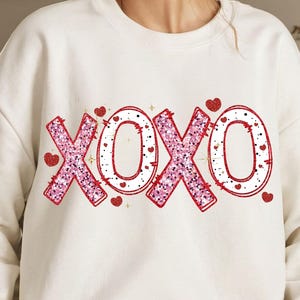 Pink White XOXO Valentine Png, Xoxo Heart Sublimation Design, Cute Valentine’s Day Shirt PNG, Digital Download for DIY Gifts and Apparel
