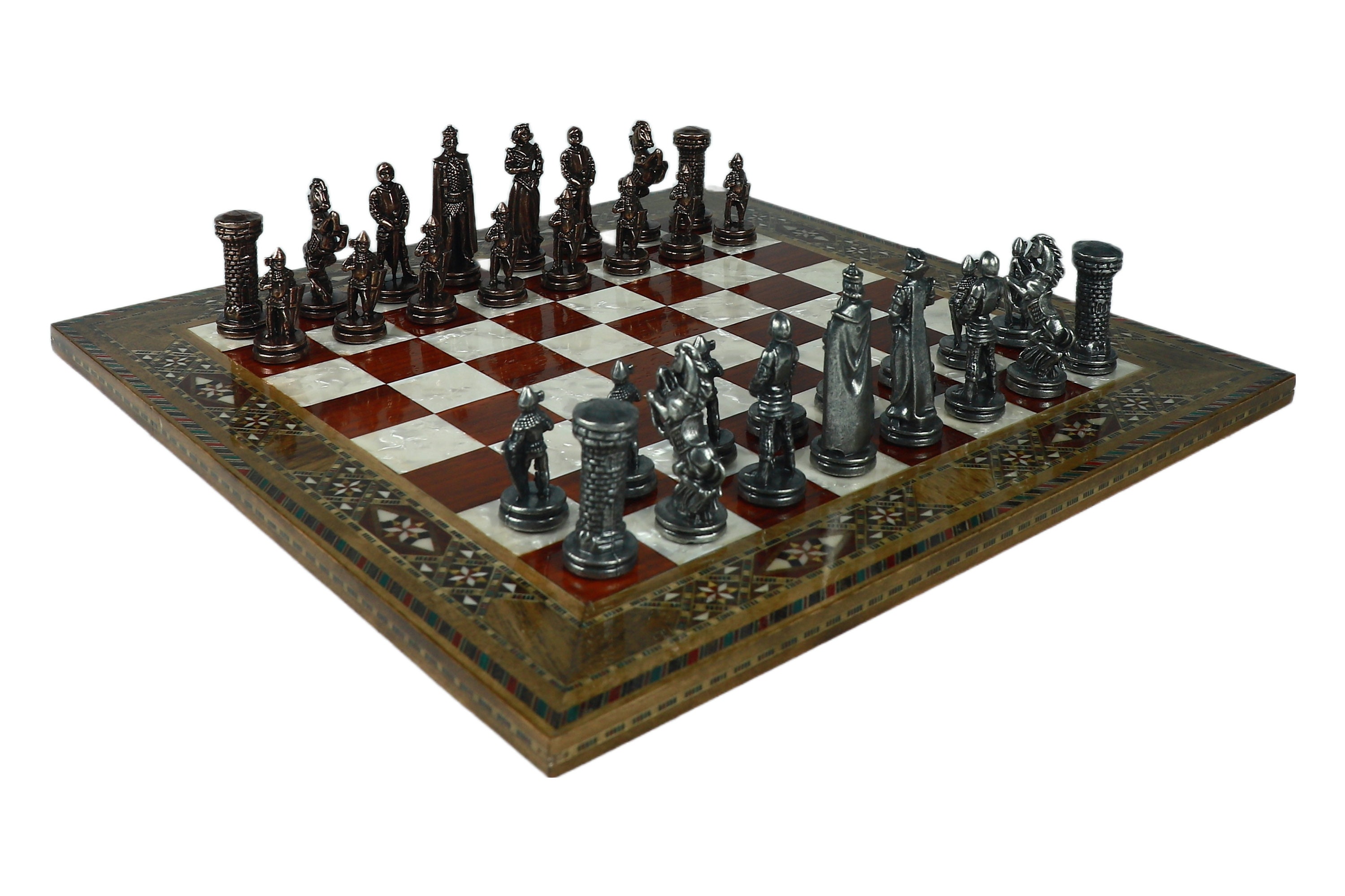 Chess and games shop Muba Handmade Chess Set Mosaic Art 15inch - Wooden  Chess shess Board with Metal Chess Pieces- Gift Item