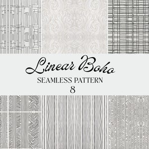 Linear Boho Seamless Patterns, Abstract Cube and  Geometric Backgrounds, Printable Vector Paper for Crafts & Digital Design
