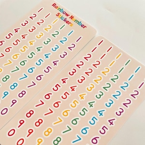 Rainbow Number Stickers 0 tot 9 Voor bullet journals, agenda's, countdowns en labels, gedrukt op waterbestendig verwijderbaar vinyl