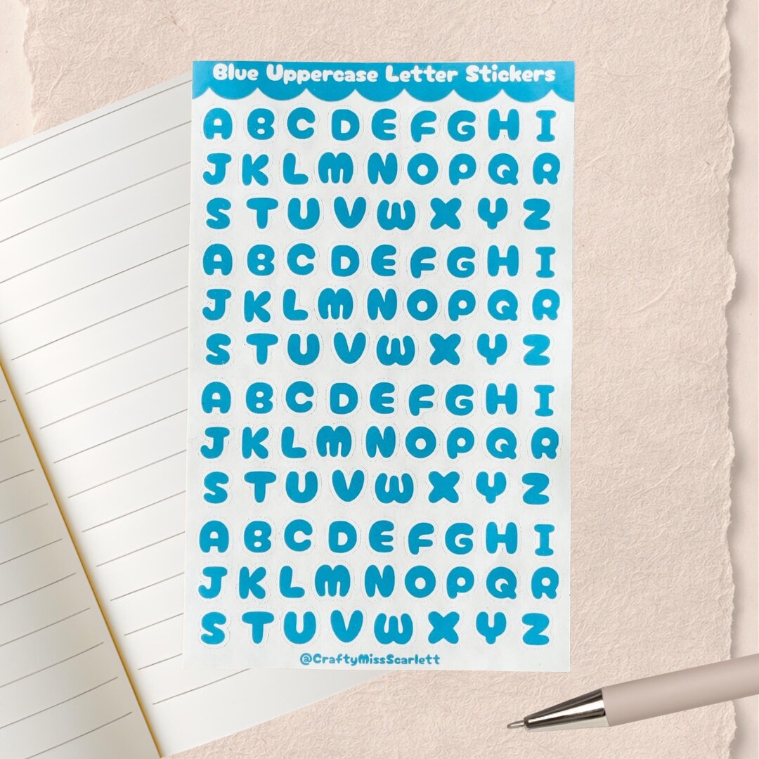 Blue Uppercase Alphabet Stickers | Journal Scrapbook Labels - Etsy
