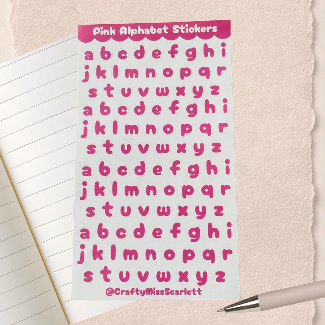 Pink Lowercase Alphabet Stickers | Scrapbook, Journal, Planner - Etsy UK