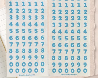 Blue Number Stickers | Planner, Journal, Countdown - Etsy