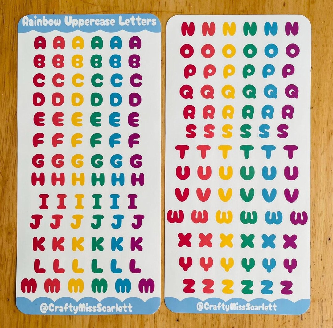 Rainbow Uppercase Capital Alphabet Stickers | A-Z Letter Stickers in ...