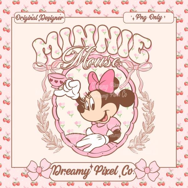 Retro Mouse PNG, Trendy Png Design, Soft Girl Era Png, Pink Bow, Coquette Shirt Design Png, Aesthetic Mouse Png, Coquette Bow Png