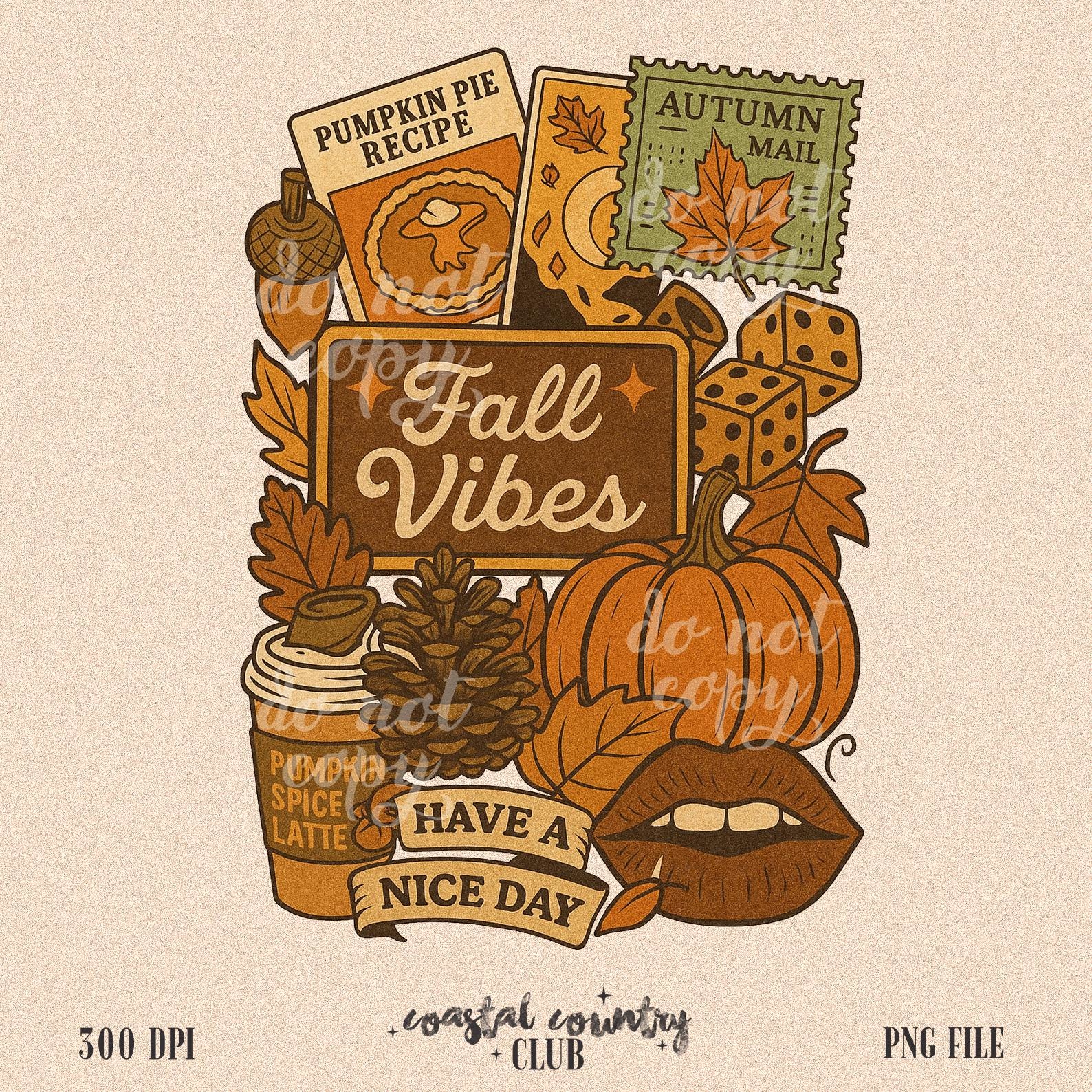 Retro Fall Vibes Collage PNG, Pumpkin Spice Latte Png, Trendy Autumn Shirt Clipart, Cozy Brown Fall Aesthetic Shirt Design, Thanksgiving PNG