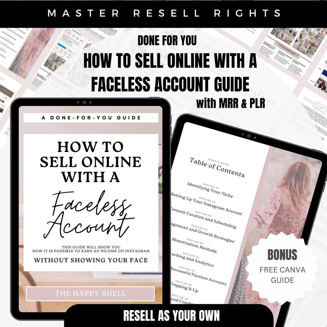 How to Sell Online With a Faceless Account Ebook With Master Resell ...