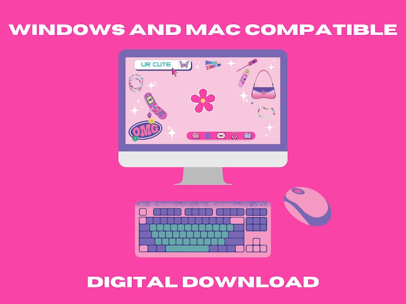 Ur Cute Y2K Wallpaper Aesthetic Pink Cute Desktop Wallpaper Screensaver ...