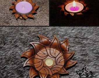 Tealight flower - Leather tealight holder