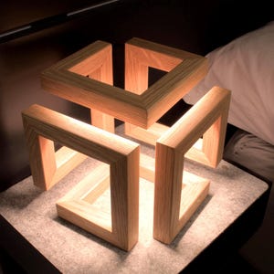 Wooden Bedside Lamp, Modern Table Lamp, Accent Lamp, Wood Lamp, Desk Lamp, Table Lamp, Desk Light, Nightlight or LED Lamp, Office Lamp