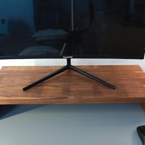 Handmade Walnut Monitor Riser, Ergonomic Computer Stand, Laptop Stand, Monitor Shelf, Minimalist Speaker Riser, Desk Organization image 8