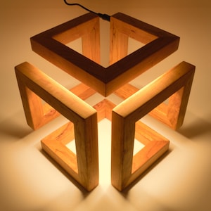 White Oak Bedside Lamp, Modern Table Lamp, 7" Accent Cube Lamp, Walnut Desk Lamp, Table Lamp, Desk Light, Nightlight LED Lamp, Office Lamp