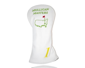 Golf Headcover Mulligan Masters Edition - Golf Head Cover for Driver | Leather Embroidery | White Edition