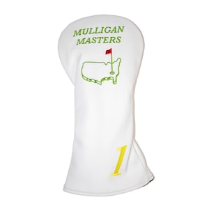 Golf Headcover Mulligan Masters Edition - Golf Head Cover for Driver | Leather Embroidery | White Edition