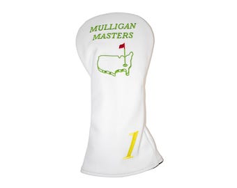 Headcover Mulligan Masters Golf Driver: wit leren borduursel